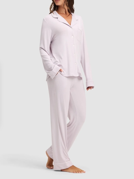 cozy earth Other - COZY EARTH MEDIUM Stretch-Knit Classic Long Sleeve Pajamas SET Lilac Bamboo
